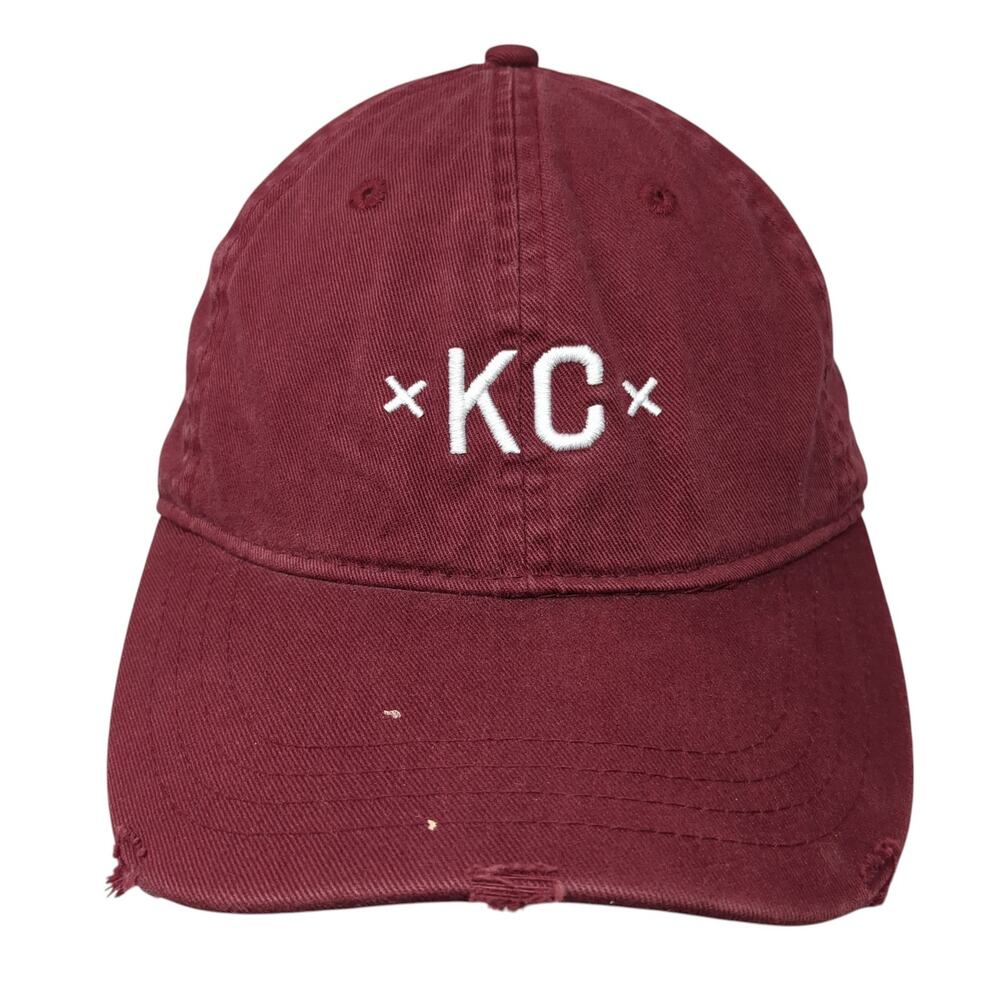 KC Logo Slideback Baseball Cap Red OS Adjustable Embroidered Made Urban Apparel
